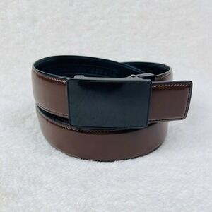 Kenneth Cole REACTION Belt Men XL 42-44 Adjustable Click Belt Brown Faux Leather